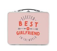 Fabulous Lunch Box Métal Argenté pour Sandwich et Snack - Elected Best Girlfriend in the World Love - Boîte à Goûter Aluminium Gamelle Rigide Style Rétro Imprimée en France