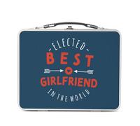 Fabulous Lunch Box Métal Argenté pour Sandwich et Snack - Elected Best Girlfriend in the World Love - Boîte à Goûter Aluminium Gamelle Rigide Style Rétro Imprimée en France