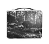 Fabulous Lunch Box Métal Argenté pour Sandwich et Snack - Éléphanteau Escalade un Tronc d'Arbre Animaux Sauvage Nature - Boîte à Goûter Aluminium Gamelle Rigide Style Rétro Imprimée en France
