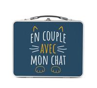 Fabulous Lunch Box Métal Argenté pour Sandwich et Snack - En Couple avec mon Chat Mignon Animaux Amour - Boîte à Goûter Aluminium Gamelle Rigide Style Rétro Imprimée en France