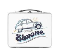 Fabulous Lunch Box Métal Argenté pour Sandwich et Snack - En voiture Simone Humour Voiture Vieux - Boîte à Goûter Aluminium Gamelle Rigide Style Rétro Imprimée en France