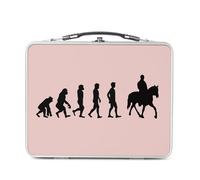 Fabulous Lunch Box Métal Argenté pour Sandwich et Snack - Evolution Cavalier Cheval Équitation Poney - Boîte à Goûter Aluminium Gamelle Rigide Style Rétro Imprimée en France