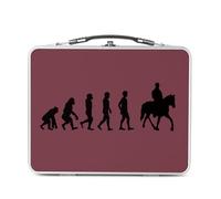 Fabulous Lunch Box Métal Argenté pour Sandwich et Snack - Evolution Cavalier Cheval Équitation Poney - Boîte à Goûter Aluminium Gamelle Rigide Style Rétro Imprimée en France