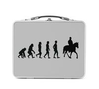 Fabulous Lunch Box Métal Argenté pour Sandwich et Snack - Evolution Cavalier Cheval Équitation Poney - Boîte à Goûter Aluminium Gamelle Rigide Style Rétro Imprimée en France