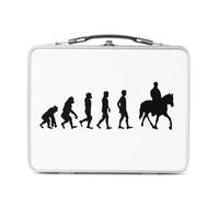 Fabulous Lunch Box Métal Argenté pour Sandwich et Snack - Evolution Cavalier Cheval Équitation Poney - Boîte à Goûter Aluminium Gamelle Rigide Style Rétro Imprimée en France