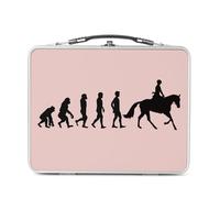 Fabulous Lunch Box Métal Argenté pour Sandwich et Snack - Evolution Equitation Cheval Cavalier Poney - Boîte à Goûter Aluminium Gamelle Rigide Style Rétro Imprimée en France