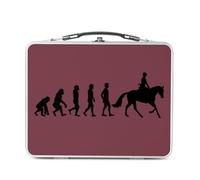 Fabulous Lunch Box Métal Argenté pour Sandwich et Snack - Evolution Equitation Cheval Cavalier Poney - Boîte à Goûter Aluminium Gamelle Rigide Style Rétro Imprimée en France