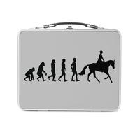 Fabulous Lunch Box Métal Argenté pour Sandwich et Snack - Evolution Equitation Cheval Cavalier Poney - Boîte à Goûter Aluminium Gamelle Rigide Style Rétro Imprimée en France