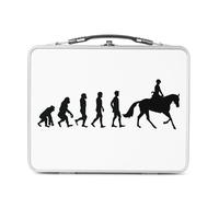 Fabulous Lunch Box Métal Argenté pour Sandwich et Snack - Evolution Equitation Cheval Cavalier Poney - Boîte à Goûter Aluminium Gamelle Rigide Style Rétro Imprimée en France