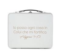 Fabulous Lunch Box Métal Argenté pour Sandwich et Snack - Filippesi 7:13 Bible Verse Spiritual Religious Quote - Boîte à Goûter Aluminium Gamelle Rigide Style Rétro Imprimée en France