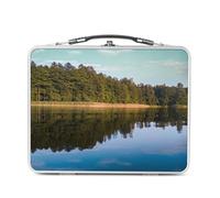 Fabulous Lunch Box Métal Argenté pour Sandwich et Snack - Forêt se Reflete les dans Eaux Calmes d'un Lac Paysage Naturel - Boîte à Goûter Aluminium Gamelle Rigide Style Rétro Imprimée en France