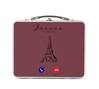 Fabulous Lunch Box Métal Argenté pour Sandwich et Snack - France Is Calling Me Eiffel Tower Paris Travel - Boîte à Goûter Aluminium Gamelle Rigide Style Rétro Imprimée en France