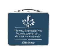 Fabulous Lunch Box Métal Argenté pour Sandwich et Snack - François Hollande Discours en Anglais Humour Politique - Boîte à Goûter Aluminium Gamelle Rigide Style Rétro Imprimée en France