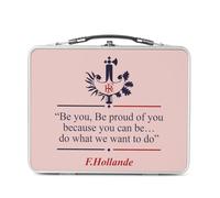 Fabulous Lunch Box Métal Argenté pour Sandwich et Snack - François Hollande Discours en Anglais Humour Politique - Boîte à Goûter Aluminium Gamelle Rigide Style Rétro Imprimée en France