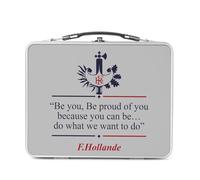 Fabulous Lunch Box Métal Argenté pour Sandwich et Snack - François Hollande Discours en Anglais Humour Politique - Boîte à Goûter Aluminium Gamelle Rigide Style Rétro Imprimée en France