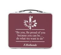 Fabulous Lunch Box Métal Argenté pour Sandwich et Snack - François Hollande Discours en Anglais Humour Politique - Boîte à Goûter Aluminium Gamelle Rigide Style Rétro Imprimée en France