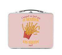 Fabulous Lunch Box Métal Argenté pour Sandwich et Snack - Frites - L'argent ne Fait Pas le Bonheur Street Food Boîte à Goûter Aluminium Gamelle Rigide Style Rétro Imprimée en France