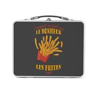 Fabulous Lunch Box Métal Argenté pour Sandwich et Snack - Frites - L'argent ne Fait Pas le Bonheur Street Food Boîte à Goûter Aluminium Gamelle Rigide Style Rétro Imprimée en France