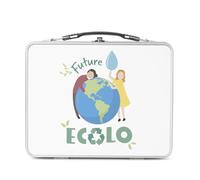 Fabulous Lunch Box Métal Argenté pour Sandwich et Snack - Future Ecolo Héros Environnement Avenir - Boîte à Goûter Aluminium Gamelle Rigide Style Rétro Imprimée en France