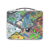 Fabulous Lunch Box Métal Argenté pour Sandwich et Snack - Geek Pixel Art Plage Retro Gaming Jeux Video Vintage - Boîte à Goûter Aluminium Gamelle Rigide Style Rétro Imprimée en France