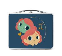 Fabulous Lunch Box Métal Argenté pour Sandwich et Snack - Gémeaux Signe astrologie Zodiaque Dessin Symbole Illustration - Boîte à Goûter Aluminium Gamelle Rigide Style Rétro Imprimée en France
