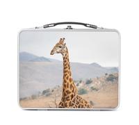 Fabulous Lunch Box Métal Argenté pour Sandwich et Snack - Girafe Dans la Savane Vie Sauvage Animaux D'Afrique - Boîte à Goûter Aluminium Gamelle Rigide Style Rétro Imprimée en France