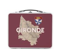 Fabulous Lunch Box Métal Argenté pour Sandwich et Snack - Gironde 33 Departement Bordeaux Carte Ancienne Nouvelle Aquitaine - Boîte à Goûter Aluminium Gamelle Rigide Style Rétro Imprimée en France