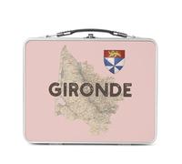 Fabulous Lunch Box Métal Argenté pour Sandwich et Snack - Gironde 33 Departement Bordeaux Carte Ancienne Nouvelle Aquitaine - Boîte à Goûter Aluminium Gamelle Rigide Style Rétro Imprimée en France