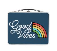 Fabulous Lunch Box Métal Argenté pour Sandwich et Snack - Good Vibes Chill Vacances 70's Retro - Boîte à Goûter Aluminium Gamelle Rigide Style Rétro Imprimée en France