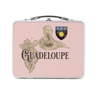 Fabulous Lunch Box Métal Argenté pour Sandwich et Snack - Guadeloupe 971 Département Ile Carte Ancienne Rare - Boîte à Goûter Aluminium Gamelle Rigide Style Rétro Imprimée en France