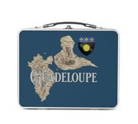 Fabulous Lunch Box Métal Argenté pour Sandwich et Snack - Guadeloupe 971 Département Ile Carte Ancienne Rare - Boîte à Goûter Aluminium Gamelle Rigide Style Rétro Imprimée en France