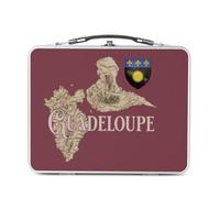 Fabulous Lunch Box Métal Argenté pour Sandwich et Snack - Guadeloupe 971 Département Ile Carte Ancienne Rare - Boîte à Goûter Aluminium Gamelle Rigide Style Rétro Imprimée en France