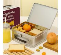 Fabulous Lunch Box Métal Argenté pour Sandwich et Snack - Happiness starts with a wet Nose and ends with Tail Dog - Boîte à Goûter Aluminium Gamelle Rigide Style Rétro Imprimée en France