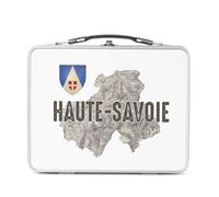 Fabulous Lunch Box Métal Argenté pour Sandwich et Snack - Haute Savoie 74 Département Carte Ancienne Alpes Ski - Boîte à Goûter Aluminium Gamelle Rigide Style Rétro Imprimée en France