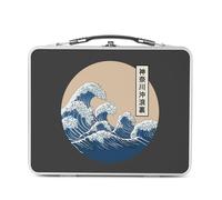 Fabulous Lunch Box Métal Argenté pour Sandwich et Snack - Hokusai Grandes Vagues Japon Asie Culture Mer - Boîte à Goûter Aluminium Gamelle Rigide Style Rétro Imprimée en France