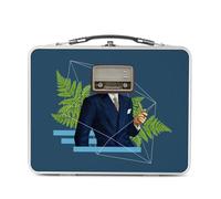 Fabulous Lunch Box Métal Argenté pour Sandwich et Snack - Homme Radio Collage Art Surréalisme Humour - Boîte à Goûter Aluminium Gamelle Rigide Style Rétro Imprimée en France