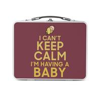 Fabulous Lunch Box Métal Argenté pour Sandwich et Snack - I can't Keep Calm I'm Having a Baby Parodie Maman - Boîte à Goûter Aluminium Gamelle Rigide Style Rétro Imprimée en France