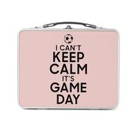 Fabulous Lunch Box Métal Argenté pour Sandwich et Snack - I can't Keep Calm it's Game Day Foot Match Samedi - Boîte à Goûter Aluminium Gamelle Rigide Style Rétro Imprimée en France