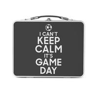 Fabulous Lunch Box Métal Argenté pour Sandwich et Snack - I can't Keep Calm it's Game Day Foot Match Samedi - Boîte à Goûter Aluminium Gamelle Rigide Style Rétro Imprimée en France