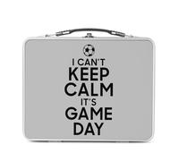 Fabulous Lunch Box Métal Argenté pour Sandwich et Snack - I can't Keep Calm it's Game Day Foot Match Samedi - Boîte à Goûter Aluminium Gamelle Rigide Style Rétro Imprimée en France