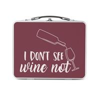 Fabulous Lunch Box Métal Argenté pour Sandwich et Snack - I Don't See Wine Not Vin Humour Blague - Boîte à Goûter Aluminium Gamelle Rigide Style Rétro Imprimée en France