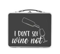 Fabulous Lunch Box Métal Argenté pour Sandwich et Snack - I Don't See Wine Not Vin Humour Blague - Boîte à Goûter Aluminium Gamelle Rigide Style Rétro Imprimée en France