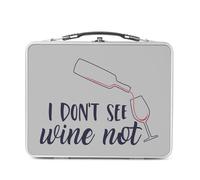 Fabulous Lunch Box Métal Argenté pour Sandwich et Snack - I Don't See Wine Not Vin Humour Blague - Boîte à Goûter Aluminium Gamelle Rigide Style Rétro Imprimée en France