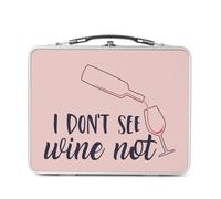 Fabulous Lunch Box Métal Argenté pour Sandwich et Snack - I Don't See Wine Not Vin Humour Blague - Boîte à Goûter Aluminium Gamelle Rigide Style Rétro Imprimée en France