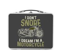Fabulous Lunch Box Métal Argenté pour Sandwich et Snack - I don't Snore I Dream of Motorcycle Big Bike Cafe Racer - Boîte à Goûter Aluminium Gamelle Rigide Style Rétro Imprimée en France
