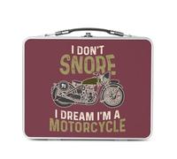 Fabulous Lunch Box Métal Argenté pour Sandwich et Snack - I don't Snore I Dream of Motorcycle Big Bike Cafe Racer - Boîte à Goûter Aluminium Gamelle Rigide Style Rétro Imprimée en France