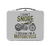 Fabulous Lunch Box Métal Argenté pour Sandwich et Snack - I don't Snore I Dream of Motorcycle Big Bike Cafe Racer - Boîte à Goûter Aluminium Gamelle Rigide Style Rétro Imprimée en France