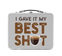 Fabulous Lunch Box Métal Argenté pour Sandwich et Snack - I Gave It My Best Shot Tasse de Café Expresso - Boîte à Goûter Aluminium Gamelle Rigide Style Rétro Imprimée en France