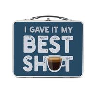 Fabulous Lunch Box Métal Argenté pour Sandwich et Snack - I Gave It My Best Shot Tasse de Café Expresso - Boîte à Goûter Aluminium Gamelle Rigide Style Rétro Imprimée en France