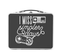Fabulous Lunch Box Métal Argenté pour Sandwich et Snack - I Miss Simpler Days Jeux Vidéo Retro Gaming Arcade - Boîte à Goûter Aluminium Gamelle Rigide Style Rétro Imprimée en France